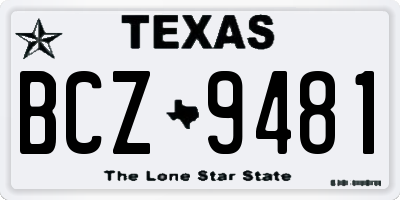 TX license plate BCZ9481