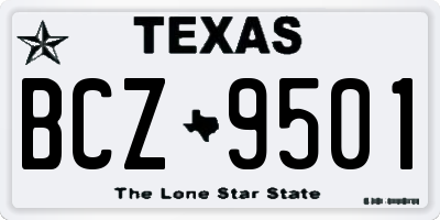 TX license plate BCZ9501