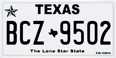 TX license plate BCZ9502