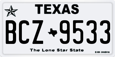 TX license plate BCZ9533