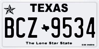 TX license plate BCZ9534