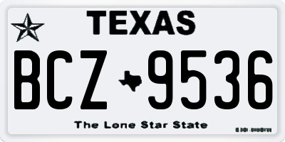 TX license plate BCZ9536