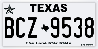 TX license plate BCZ9538