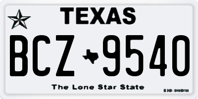 TX license plate BCZ9540