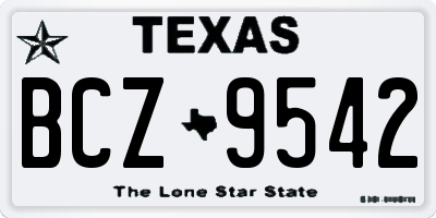TX license plate BCZ9542
