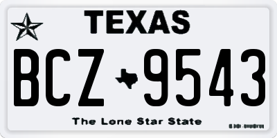 TX license plate BCZ9543