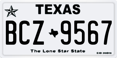 TX license plate BCZ9567