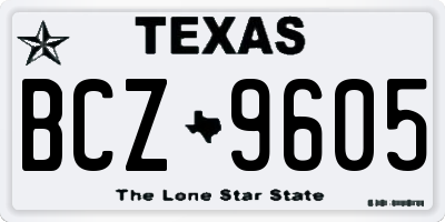 TX license plate BCZ9605