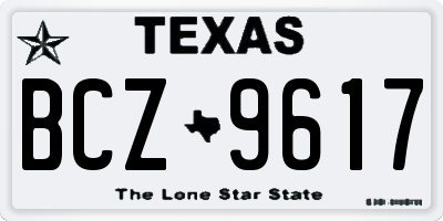 TX license plate BCZ9617