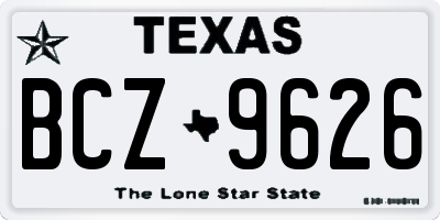 TX license plate BCZ9626
