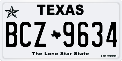 TX license plate BCZ9634