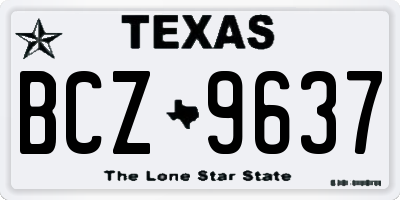 TX license plate BCZ9637