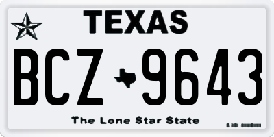 TX license plate BCZ9643