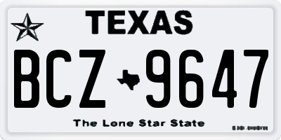 TX license plate BCZ9647