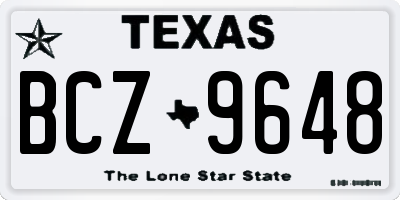 TX license plate BCZ9648