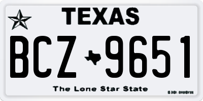 TX license plate BCZ9651