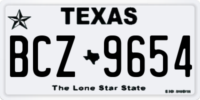 TX license plate BCZ9654