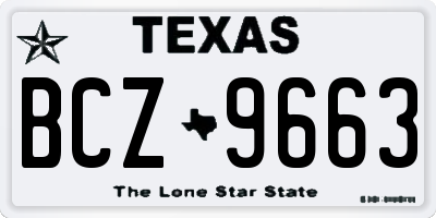 TX license plate BCZ9663