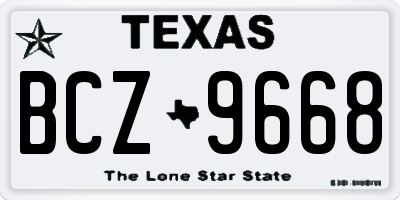 TX license plate BCZ9668