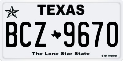 TX license plate BCZ9670