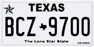 TX license plate BCZ9700