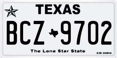 TX license plate BCZ9702