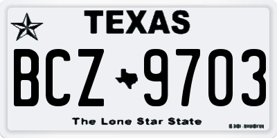 TX license plate BCZ9703