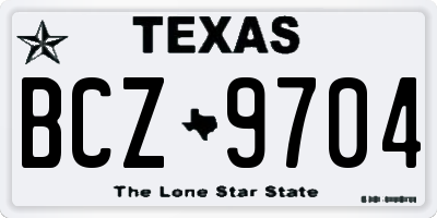 TX license plate BCZ9704