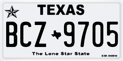 TX license plate BCZ9705