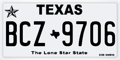 TX license plate BCZ9706
