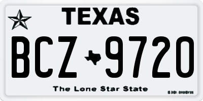TX license plate BCZ9720