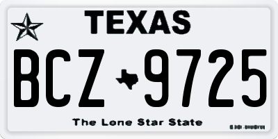 TX license plate BCZ9725
