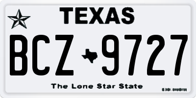 TX license plate BCZ9727