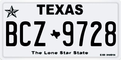 TX license plate BCZ9728