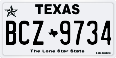 TX license plate BCZ9734