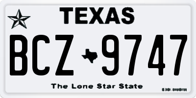 TX license plate BCZ9747