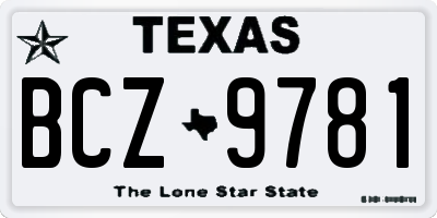 TX license plate BCZ9781