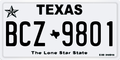 TX license plate BCZ9801
