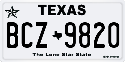 TX license plate BCZ9820