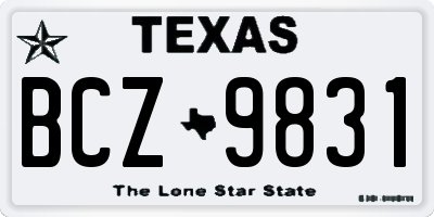 TX license plate BCZ9831