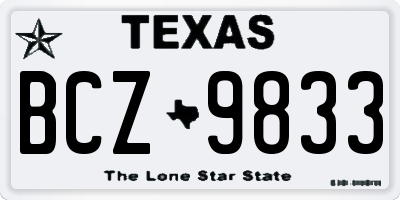 TX license plate BCZ9833