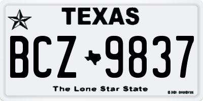 TX license plate BCZ9837