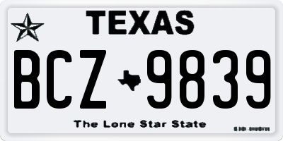 TX license plate BCZ9839
