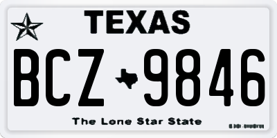 TX license plate BCZ9846