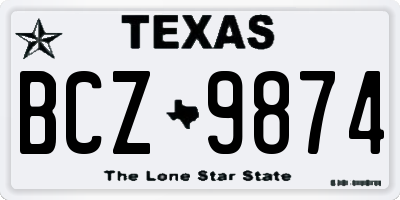 TX license plate BCZ9874