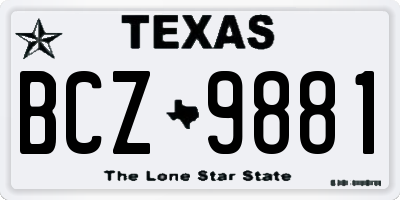 TX license plate BCZ9881