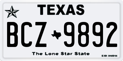 TX license plate BCZ9892