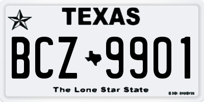 TX license plate BCZ9901
