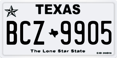 TX license plate BCZ9905