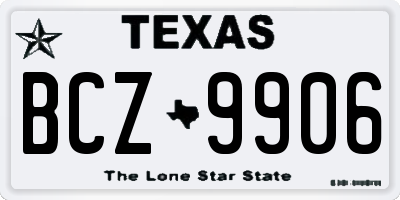TX license plate BCZ9906